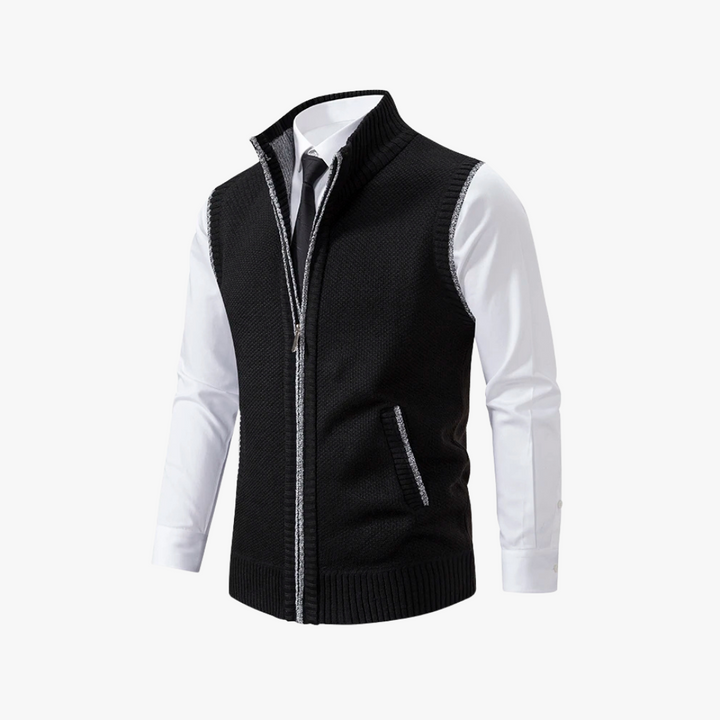 "Herrväst i premium mjukt material, modern design, flera färger som brun, marin och vinröd, perfekt för alla tillfällen."