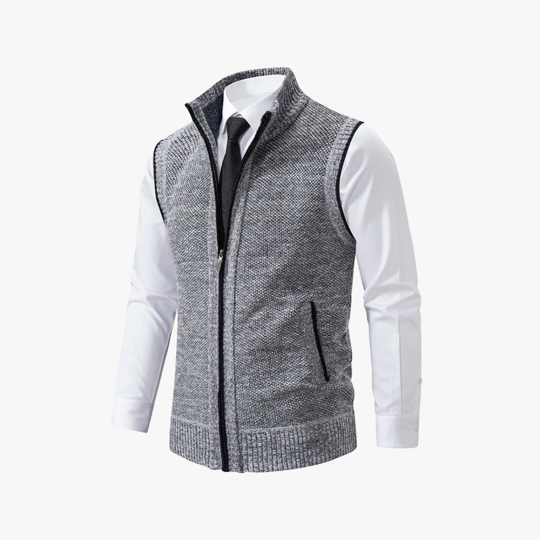 "Herrväst i premium mjukt material, modern design, flera färger som brun, marin och vinröd, perfekt för alla tillfällen."