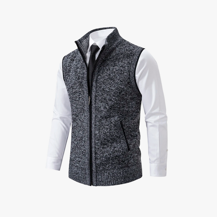 "Herrväst i premium mjukt material, modern design, flera färger som brun, marin och vinröd, perfekt för alla tillfällen."