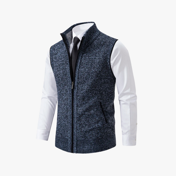 "Herrväst i premium mjukt material, modern design, flera färger som brun, marin och vinröd, perfekt för alla tillfällen."