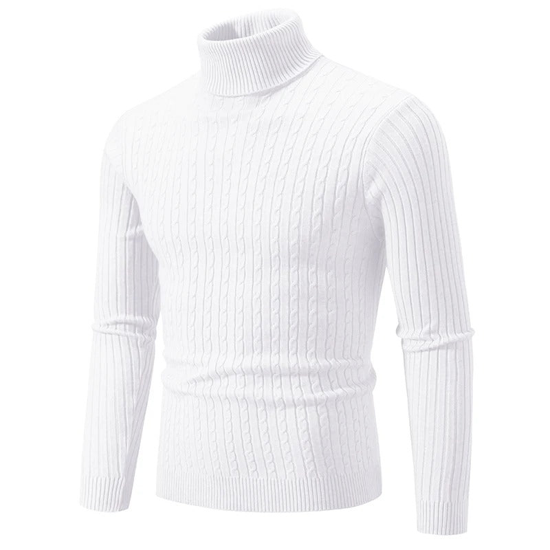 "Höghalsad herrulltröja i grått, turtleneck, tidlös design, varm och bekväm för vinterstil och komfort."
