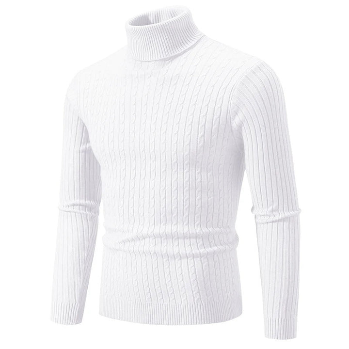 "Höghalsad herrulltröja i grått, turtleneck, tidlös design, varm och bekväm för vinterstil och komfort."