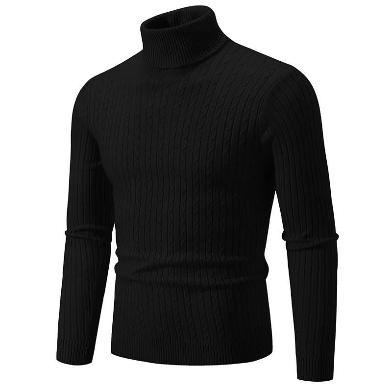 "Höghalsad herrulltröja i grått, turtleneck, tidlös design, varm och bekväm för vinterstil och komfort."
