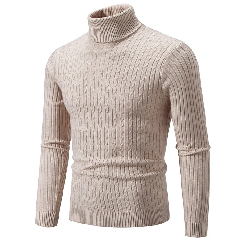 "Höghalsad herrulltröja i grått, turtleneck, tidlös design, varm och bekväm för vinterstil och komfort."