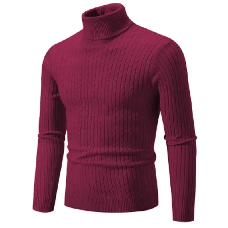 "Höghalsad herrulltröja i grått, turtleneck, tidlös design, varm och bekväm för vinterstil och komfort."