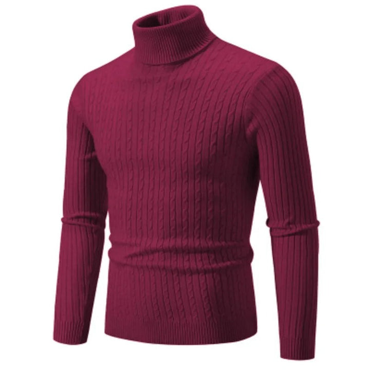 "Höghalsad herrulltröja i grått, turtleneck, tidlös design, varm och bekväm för vinterstil och komfort."