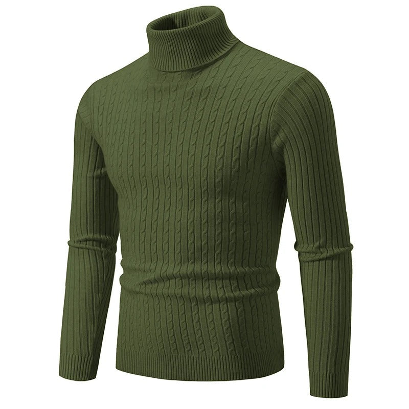 "Höghalsad herrulltröja i grått, turtleneck, tidlös design, varm och bekväm för vinterstil och komfort."