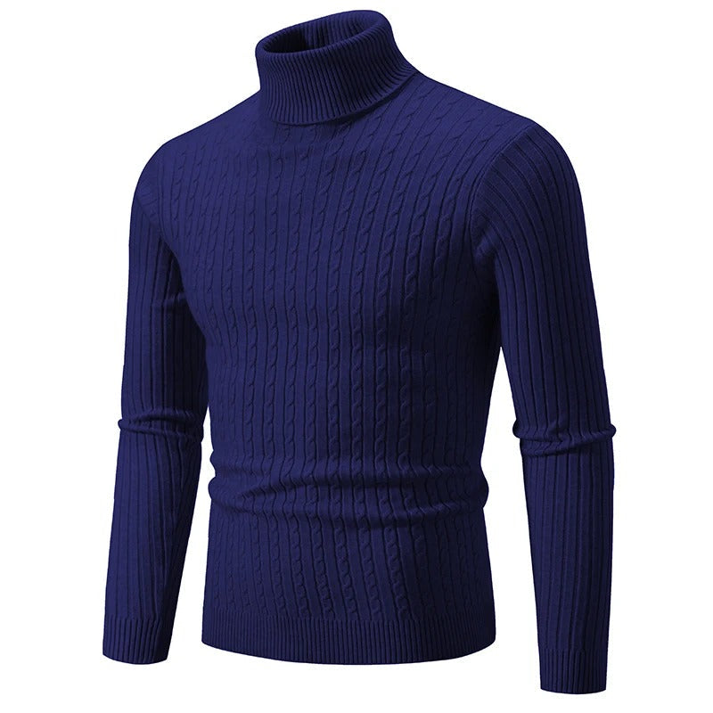 "Höghalsad herrulltröja i grått, turtleneck, tidlös design, varm och bekväm för vinterstil och komfort."