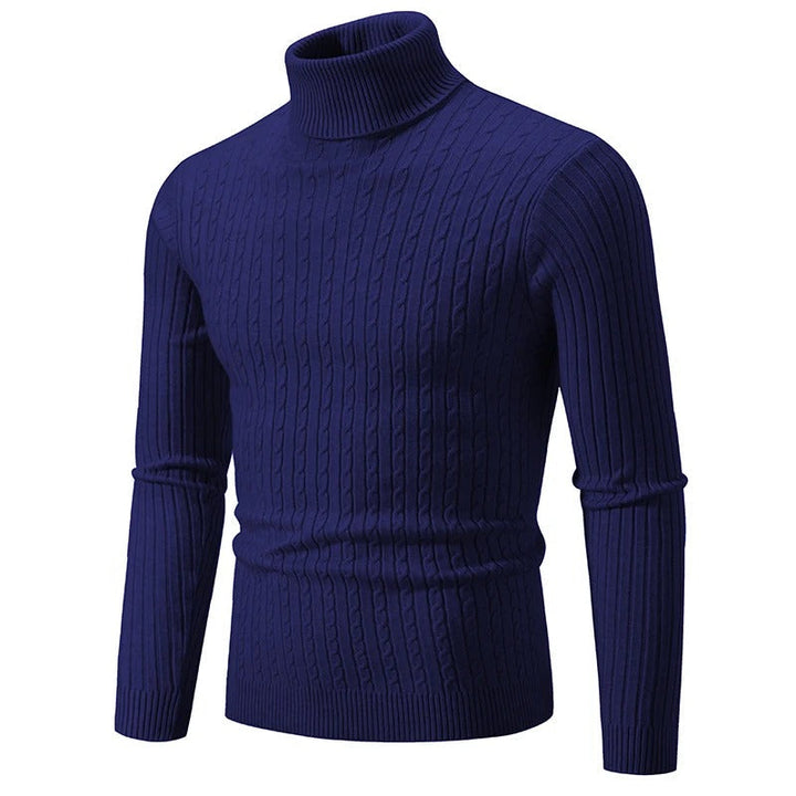 "Höghalsad herrulltröja i grått, turtleneck, tidlös design, varm och bekväm för vinterstil och komfort."