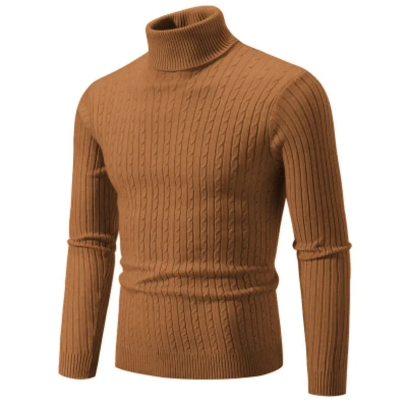 "Höghalsad herrulltröja i grått, turtleneck, tidlös design, varm och bekväm för vinterstil och komfort."