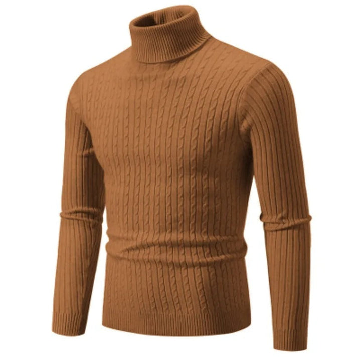 "Höghalsad herrulltröja i grått, turtleneck, tidlös design, varm och bekväm för vinterstil och komfort."