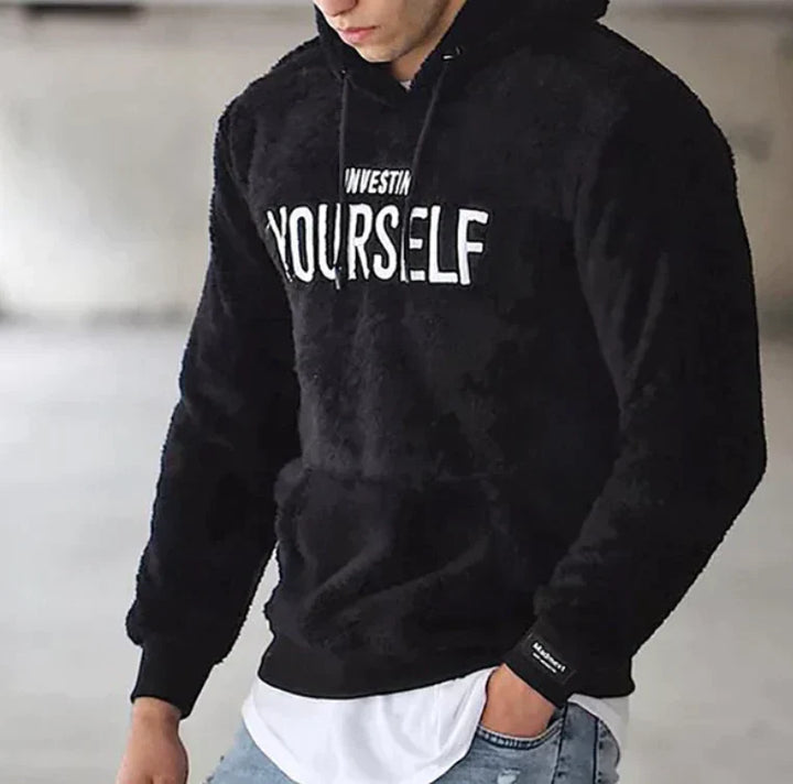 Hoodie för män i mjuk bomull, avslappnad stil, grå färg. Perfekt för vardag och fritid. Komfort och tidlös look.