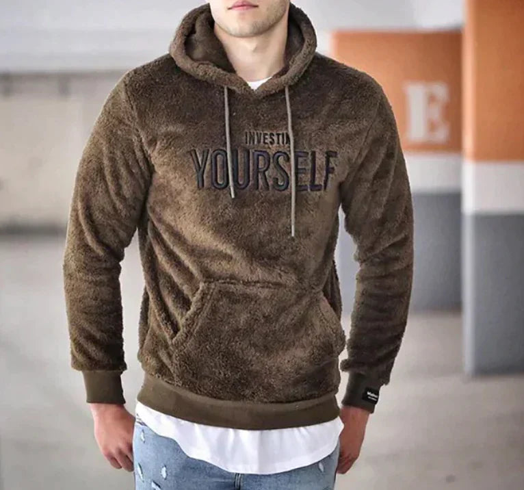 Hoodie för män i mjuk bomull, avslappnad stil, grå färg. Perfekt för vardag och fritid. Komfort och tidlös look.