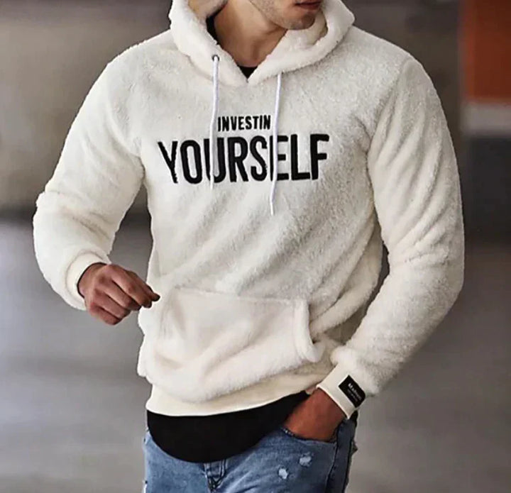 Hoodie för män i mjuk bomull, avslappnad stil, grå färg. Perfekt för vardag och fritid. Komfort och tidlös look.