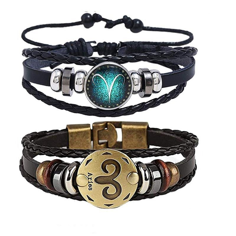 Justerbart Zodiac-armband för män med unik stjärnteckensberlock