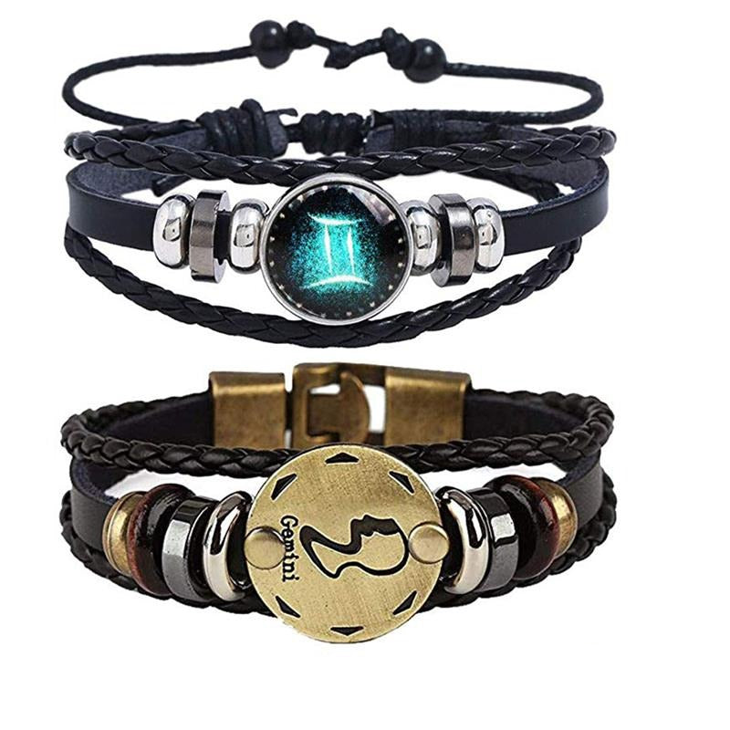 Detaljerad bild av justerbart Zodiac-armband för män