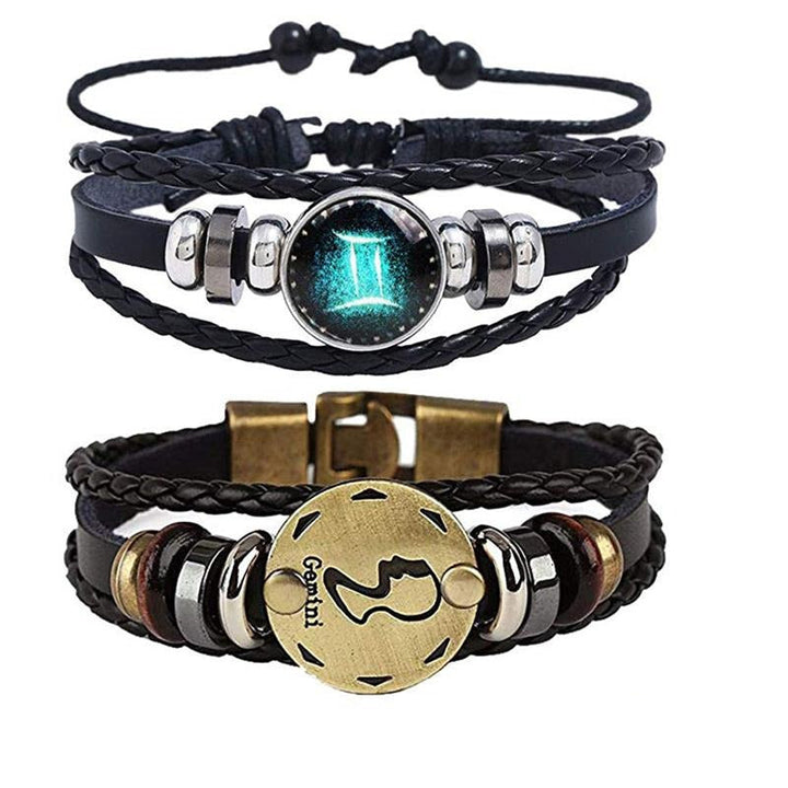 Detaljerad bild av justerbart Zodiac-armband för män