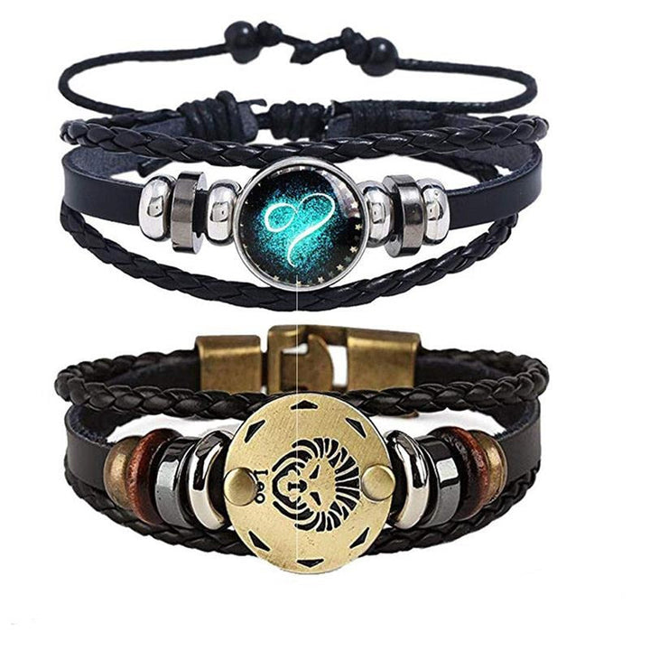 Stiligt Zodiac-armband för män, presenterat på handled