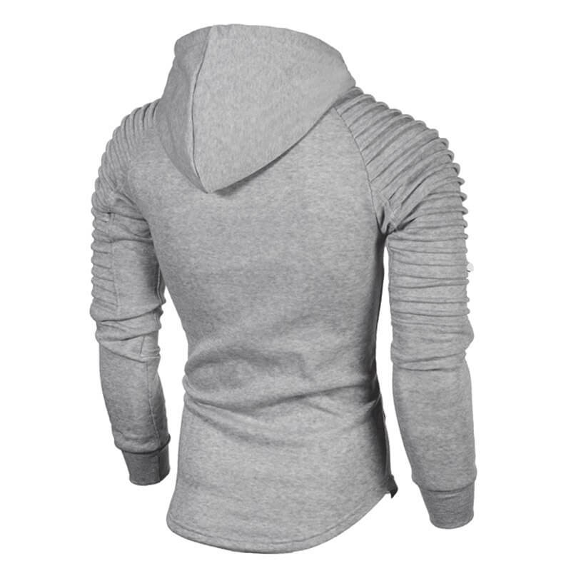 "Katana huvtröja för herr i armégrön bomull och polyester, plisserade ärmar och böjd fåll ger en stilren look."