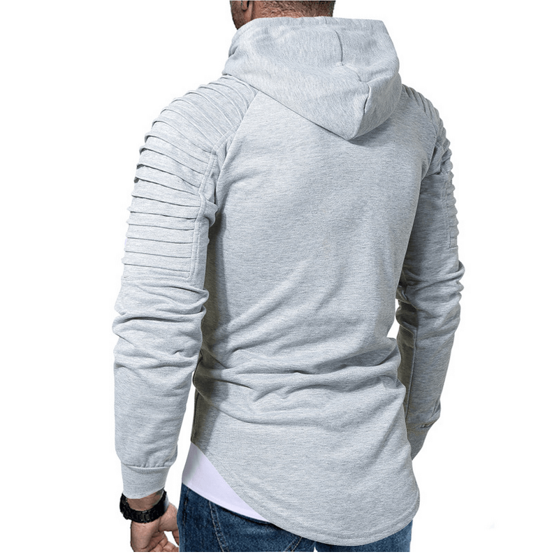 "Katana huvtröja för herr i armégrön bomull och polyester, plisserade ärmar och böjd fåll ger en stilren look."
