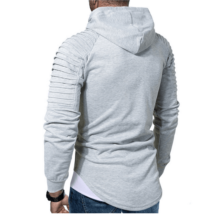 "Katana huvtröja för herr i armégrön bomull och polyester, plisserade ärmar och böjd fåll ger en stilren look."