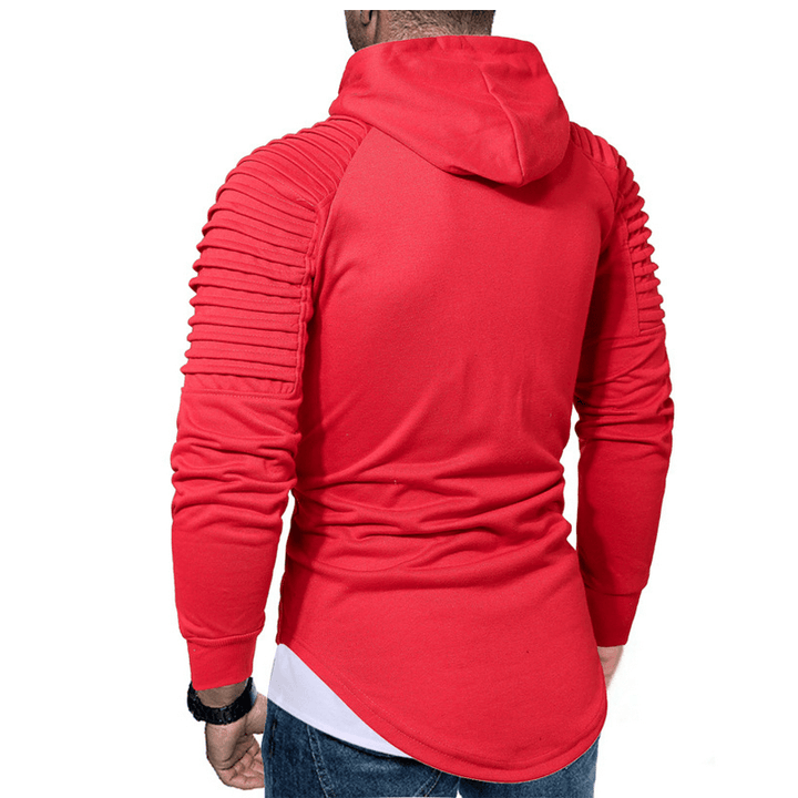 "Katana huvtröja för herr i armégrön bomull och polyester, plisserade ärmar och böjd fåll ger en stilren look."