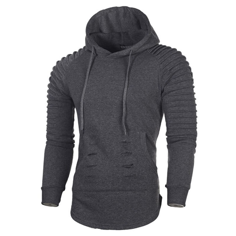 "Katana huvtröja för herr i armégrön bomull och polyester, plisserade ärmar och böjd fåll ger en stilren look."