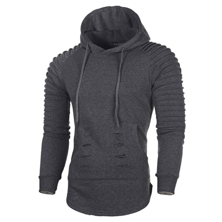 "Katana huvtröja för herr i armégrön bomull och polyester, plisserade ärmar och böjd fåll ger en stilren look."