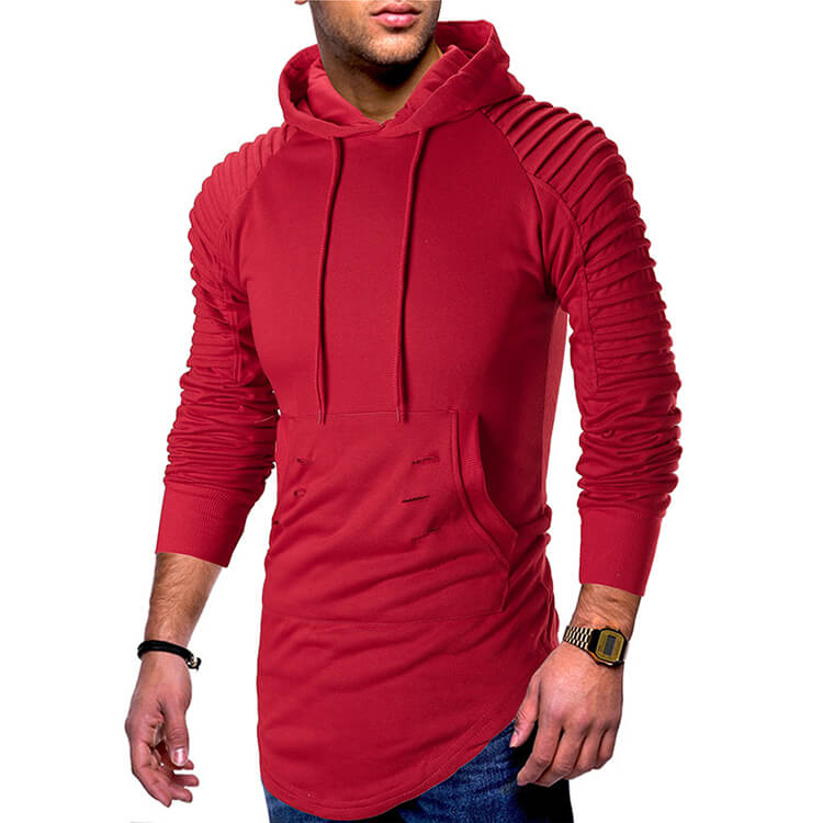 "Katana huvtröja för herr i armégrön bomull och polyester, plisserade ärmar och böjd fåll ger en stilren look."