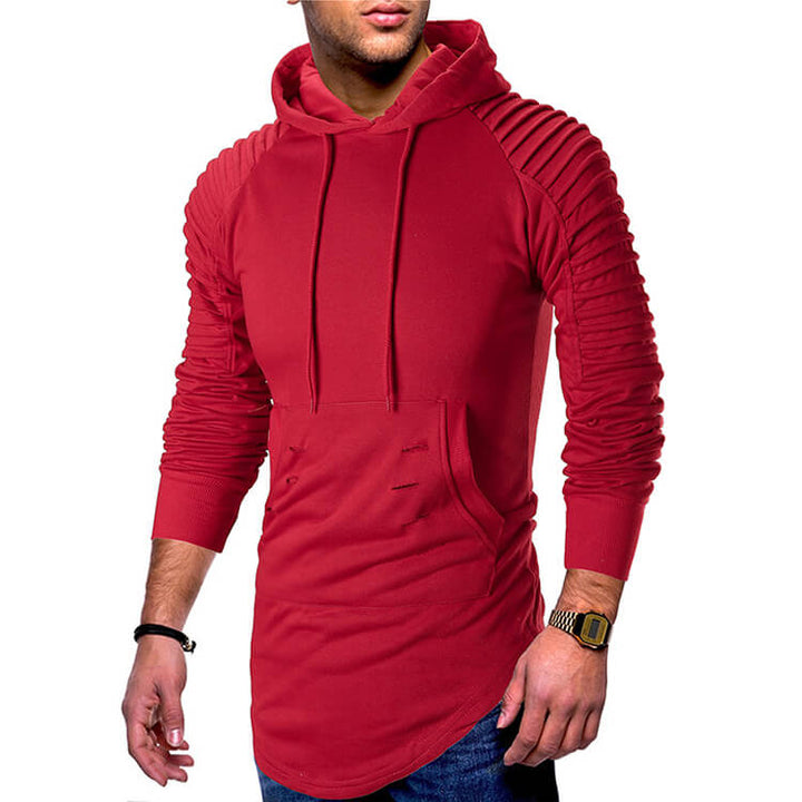"Katana huvtröja för herr i armégrön bomull och polyester, plisserade ärmar och böjd fåll ger en stilren look."