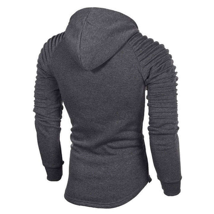 "Katana huvtröja för herr i armégrön bomull och polyester, plisserade ärmar och böjd fåll ger en stilren look."