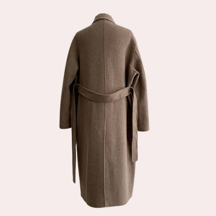 "Klassisk dubbelknäppt vinterkappa för kvinnor i beige och brun, elegant och mångsidig för formella och avslappnade tillfälle