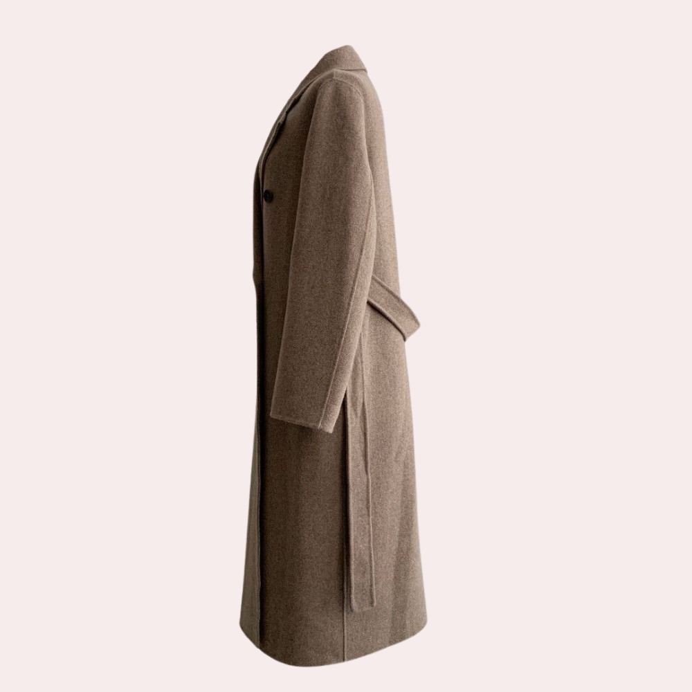 "Klassisk dubbelknäppt vinterkappa för kvinnor i beige och brun, elegant och mångsidig för formella och avslappnade tillfälle