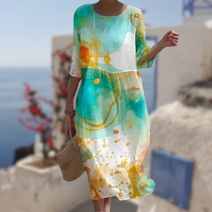 "Kvinnor elegant blommig klänning, luftigt material, feminin charm, perfekt för alla säsonger och evenemang."