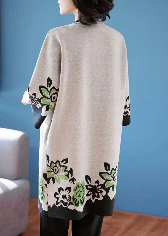 "Kvinnor patchwork cardigan med o-hals, unik design, elegant färgstarkt mönster, stickad för höst- och vinterkomfort."