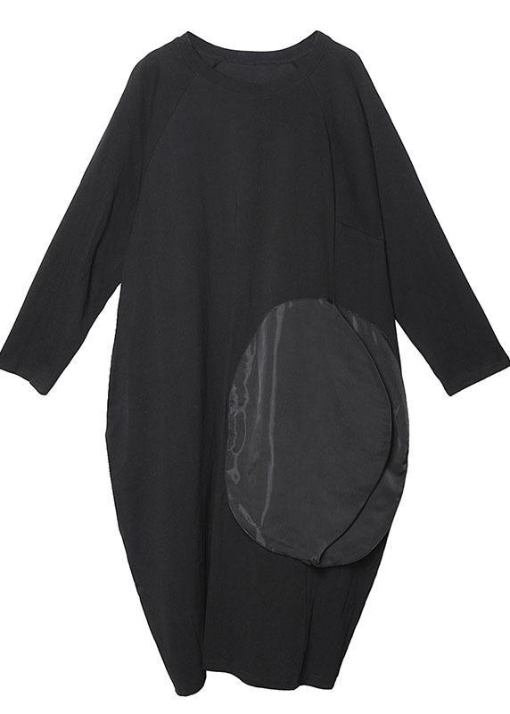 Kvinnors O-hals klänning i mjuk bomull med fickor, casual och elegant design, perfekt för alla tillfällen.