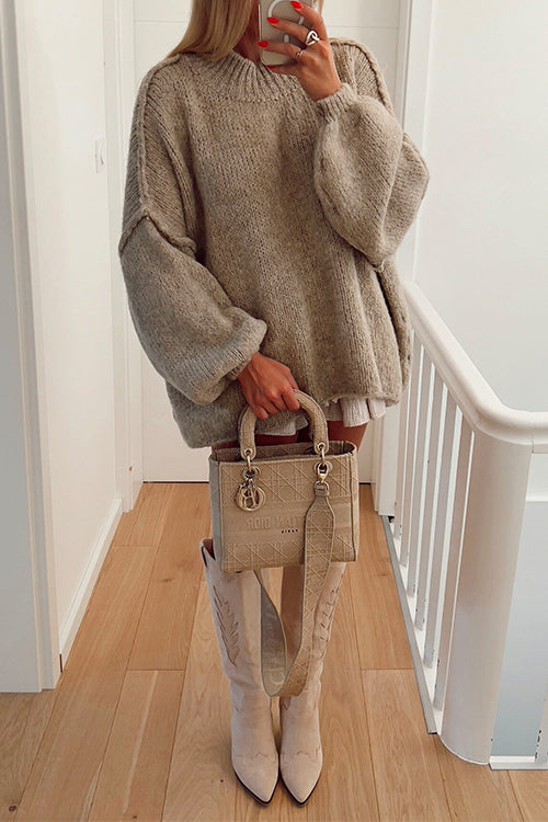 "Kvinnors bekväm drop shoulder pullover tröja, framsida, mjuk textur, elegant enfärgad stil för alla säsonger"