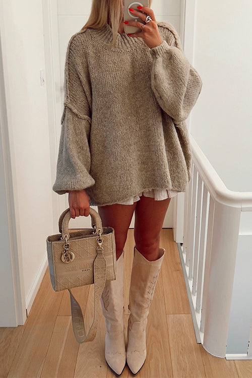 "Kvinnors bekväm drop shoulder pullover tröja, framsida, mjuk textur, elegant enfärgad stil för alla säsonger"