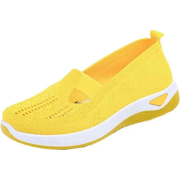 "Kvinnors blå slip-on sneakers, lättviktig, andningsbart material, med stödjande innersula och halkfri yttersula."