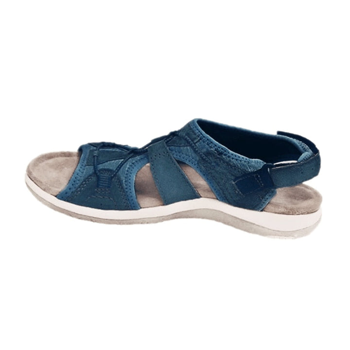 "Kvinnors bohemiska bekväma sandaler med stötdämpning, stilren design, platt klack, slitstarkt material, toppvy."