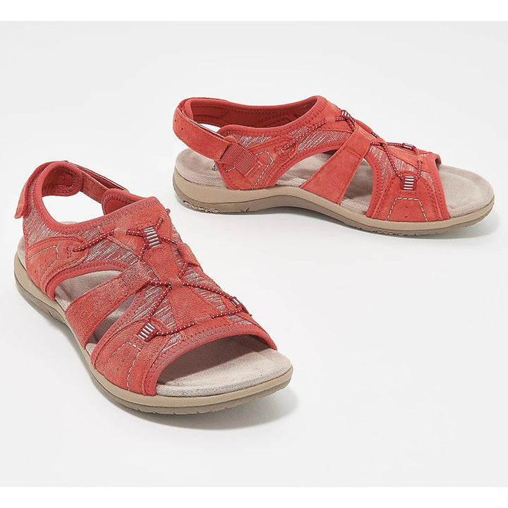 "Kvinnors bohemiska bekväma sandaler med stötdämpning, stilren design, platt klack, slitstarkt material, toppvy."