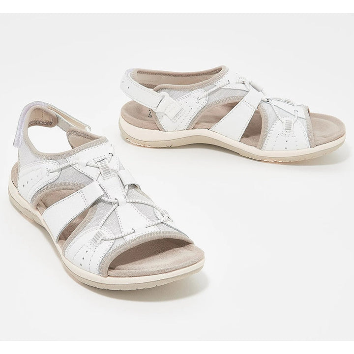 "Kvinnors bohemiska bekväma sandaler med stötdämpning, stilren design, platt klack, slitstarkt material, toppvy."