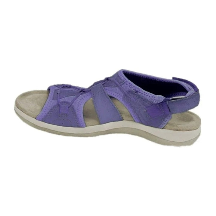 "Kvinnors bohemiska bekväma sandaler med stötdämpning, stilren design, platt klack, slitstarkt material, toppvy."