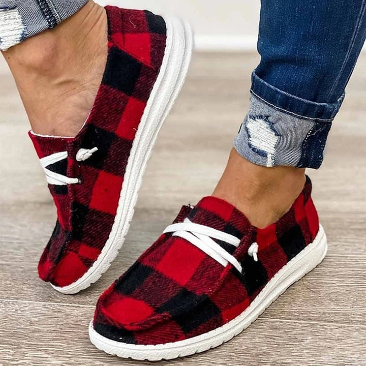 "Kvinnors canvas snörade loafers i olika färger, trendiga och bekväma med dämpad innersula och andningsbar design."