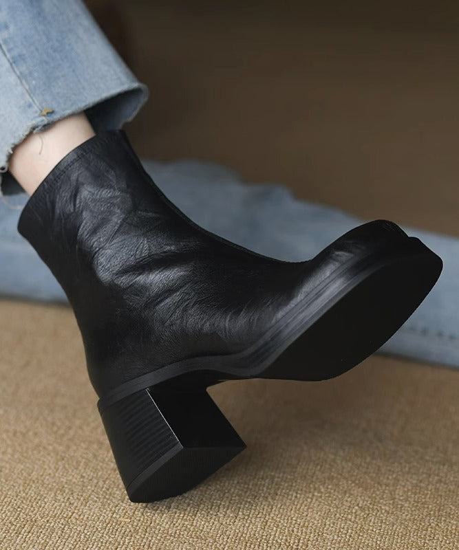"Kvinnors chunky heel stövlar i brun/svart med dragkedja, trendig design, perfekt för både vardag och festliga tillfällen."