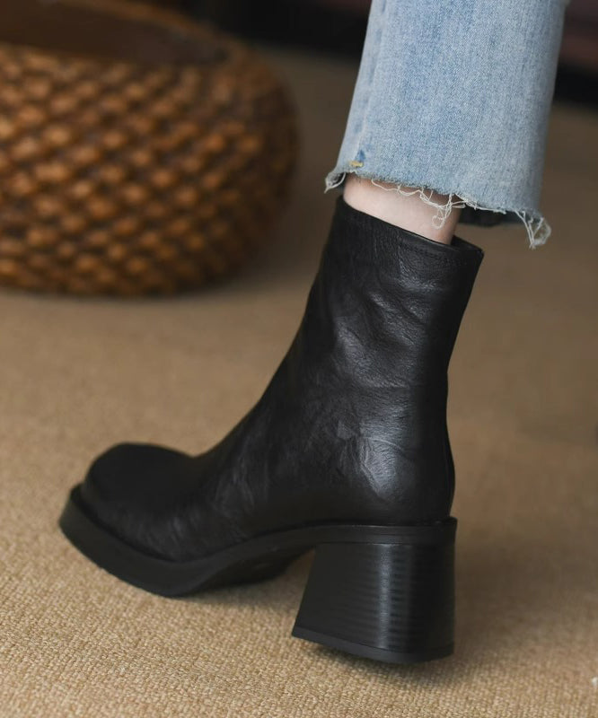 "Kvinnors chunky heel stövlar i brun/svart med dragkedja, trendig design, perfekt för både vardag och festliga tillfällen."