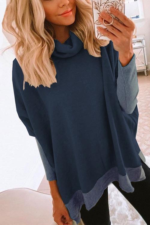 "Kvinnors cowl neck långärmad sweatshirt med sidospalter, elegant look, mjukt tyg, perfekt för kalla dagar."