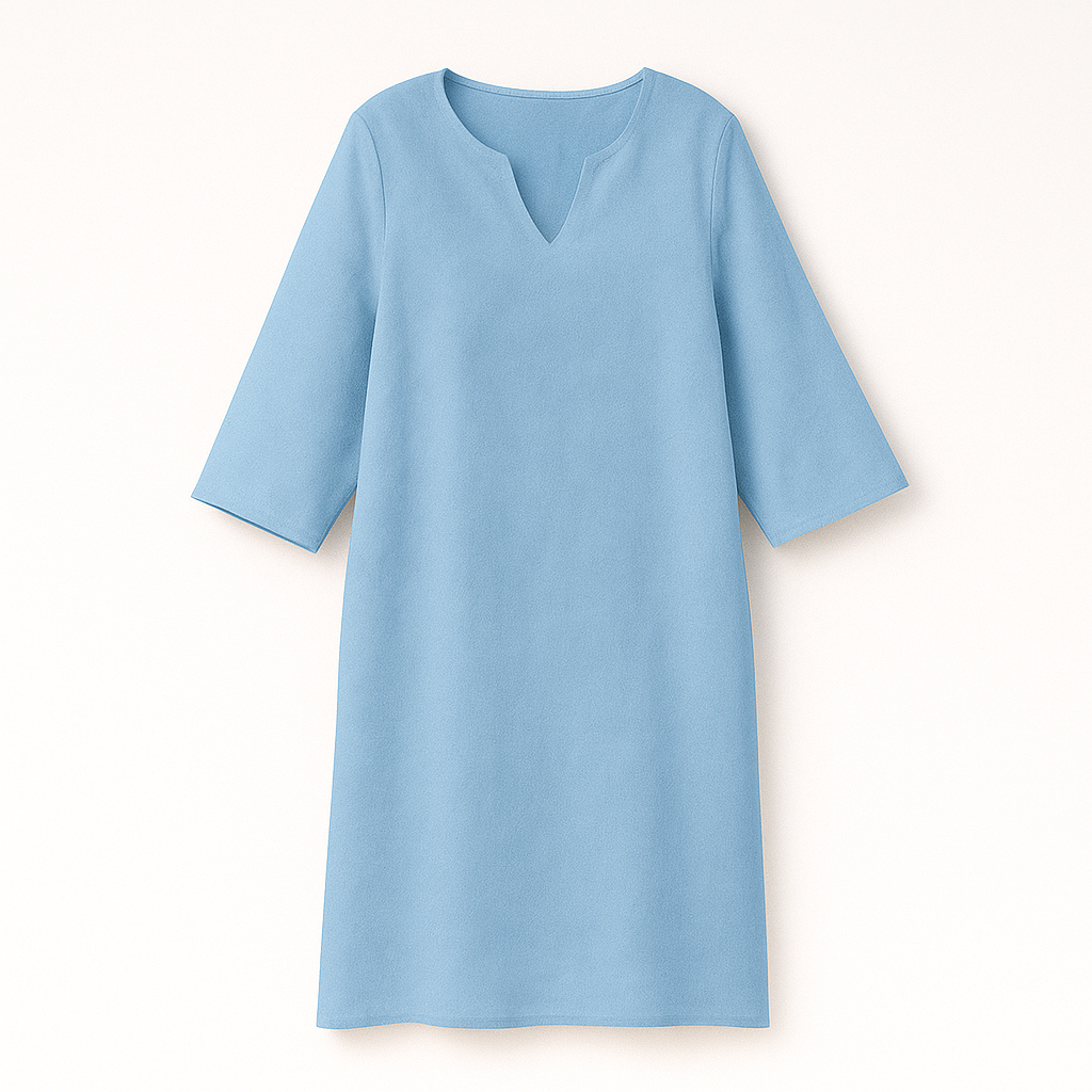 "Kvinnors elegant höstklänning med v-ringning, feminin stil, stilren design, perfekt för vardag och fest."