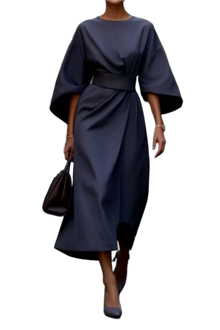 Elegant dam maxi klänning med bälte, flytande silhuett, flera färger, perfekt för olika tillfällen, sofistikerad look
