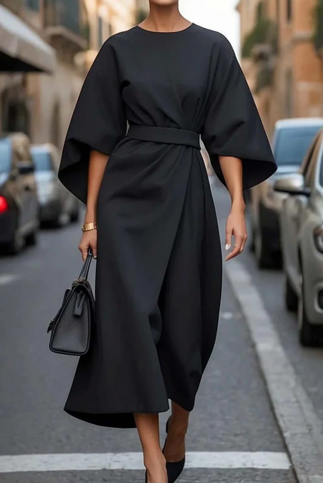 Elegant dam maxi klänning med bälte, flytande silhuett, flera färger, perfekt för olika tillfällen, sofistikerad look